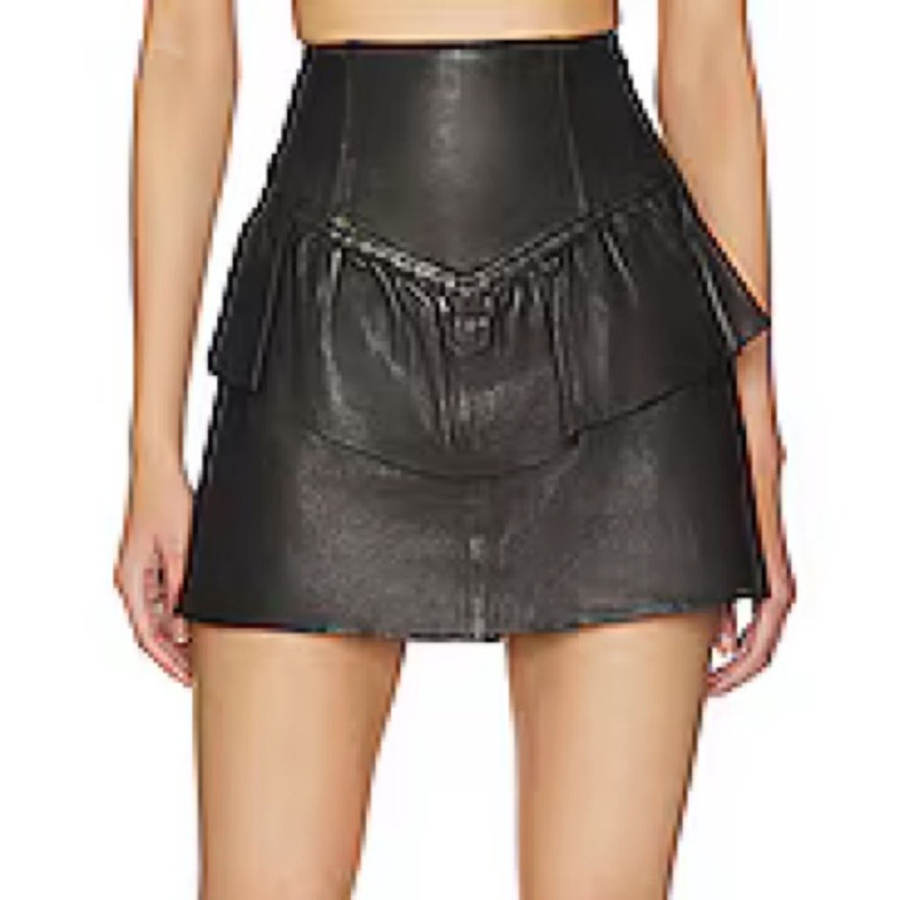 ALLSAINTS Andy Leather Skirt in Black NWT